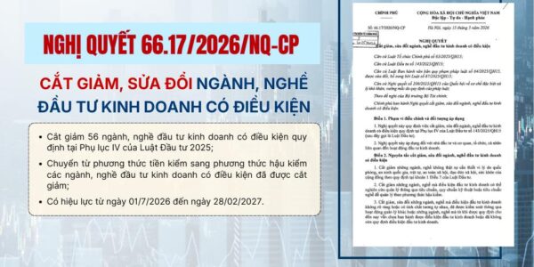 56 ngành, nghề đầu tư kinh doanh có điều kiện được cắt giảm theo Nghị quyết 66.17.2026/NQ-CP
