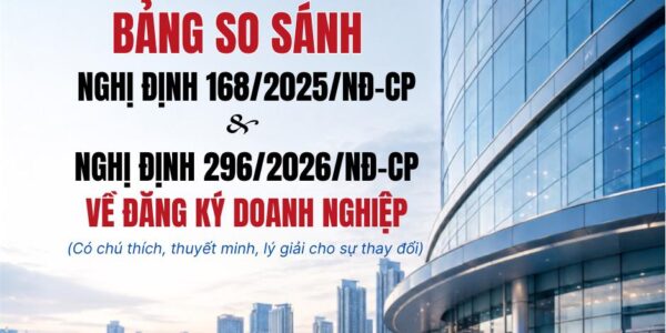 Bảng so sánh Nghị định 168/2025/NĐ-CP và Nghị định 296/2026/NĐ-CP về đăng ký doanh nghiệp